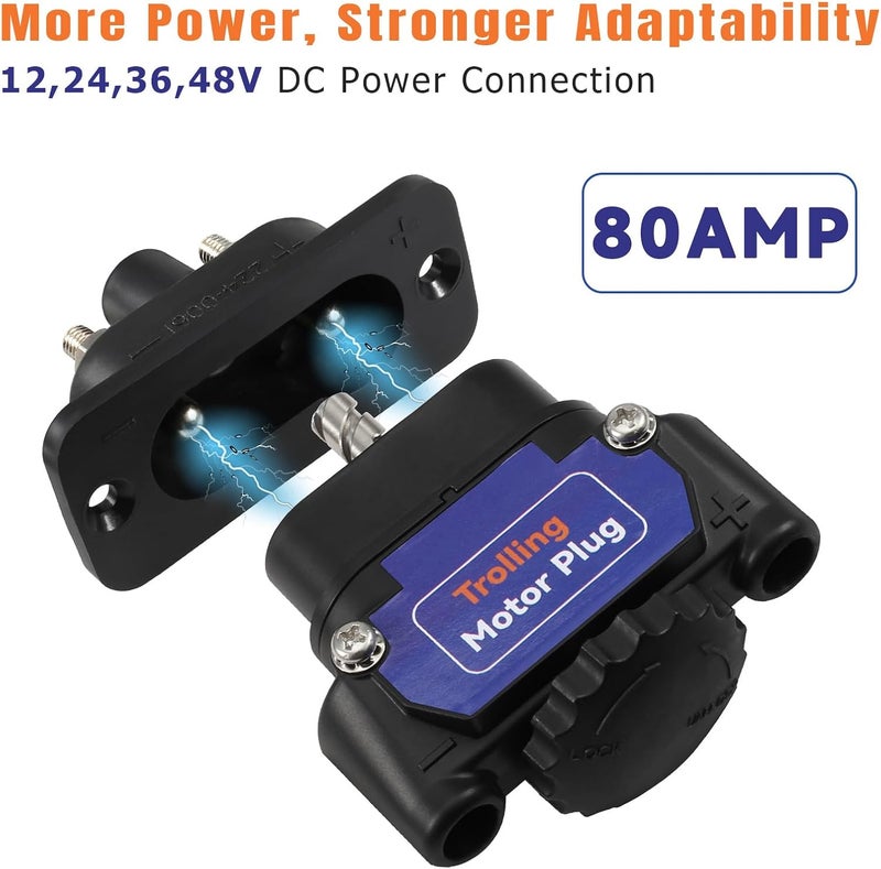 HKAIMING Trolling Motor Plug, 027-0004-Kit 12V to 48V DC Power Connector, Weather Resistant with 80 AMP Capacity - Image 4